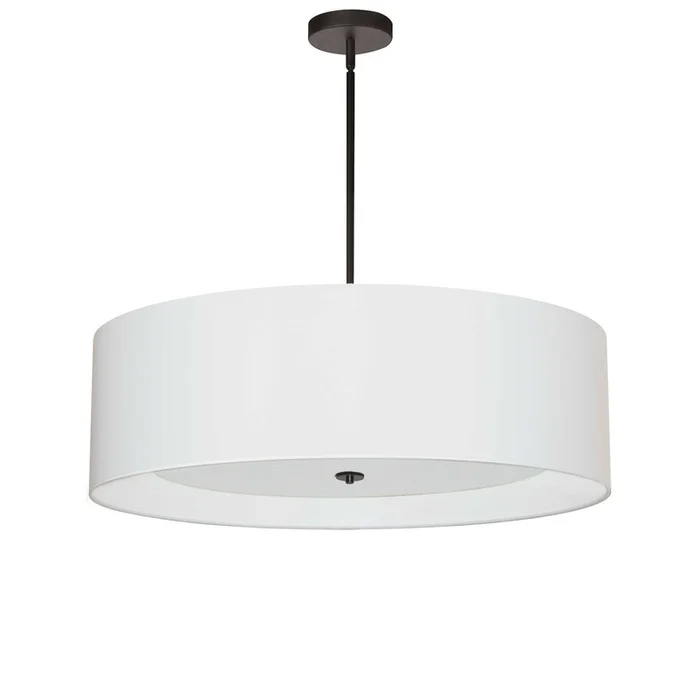 Dainolite Helena 4 Light Pendant 30 Dia Matte Black Finish White Shade White Diffuser Lamp|Luminaire suspendu Helena de Dainolite de 30po de diamtre avec abat-jour blanc qui diffuse la lumire, fini noir mat et 4ampoules