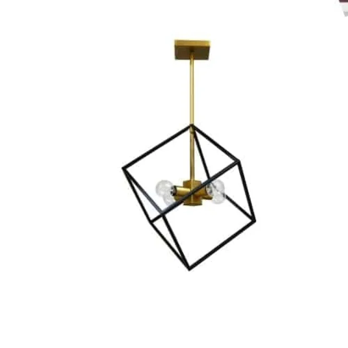 Dainolite Kappa 4 Light Pendant Vintage Bronze/Matte Black Finish Lamp|Luminaire suspendu Kappa de Dainolite avec fini bronze rtro et noir mat, et 4ampoules