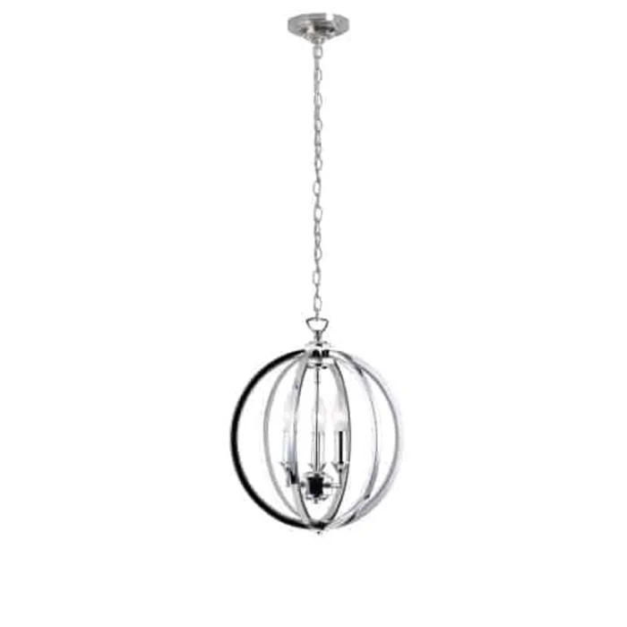Dainolite Karland 3 Light Chandelier Crystal Studded Banding Polished Chrome Finish Lamp|Lustre Karland de Dainolite avec bande cloute de cristaux, fini chrom poli et 3ampoules