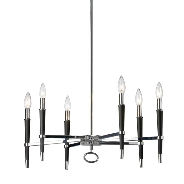 Dainolite Langford 6 Light Chandelier Polished Chrome Finish Lamp|Lustre Langford de Dainolite avec fini chrom poli et 6ampoules