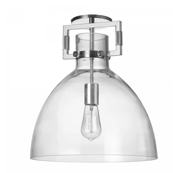 Dainolite Liberty 1 Light Semi-flush Mount Incandescent Polished Chrome Clear Glass Lamp|Plafonnier semi-affleur Liberty de Dainolite en verre transparent, avec fini chrom poli et 1ampoule incandescente