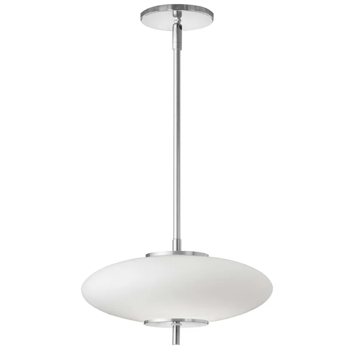 Dainolite Maddie LED Pendant 16w Polished Chrome Finish Opal White Glass Lamp|Luminaire suspendu Maddie de Dainolite en verre blanc opale, avec fini chrom poli et ampoule DEL de 16W