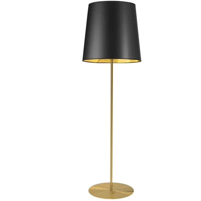 Dainolite Maine 1 Light Floor Lamp Aged Brass Black/Gold Tapered Drum Shade|Lampe pied Maine de Dainolite avec abat-jour cylindrique effil noir et dor, fini laiton vieilli et 1ampoule