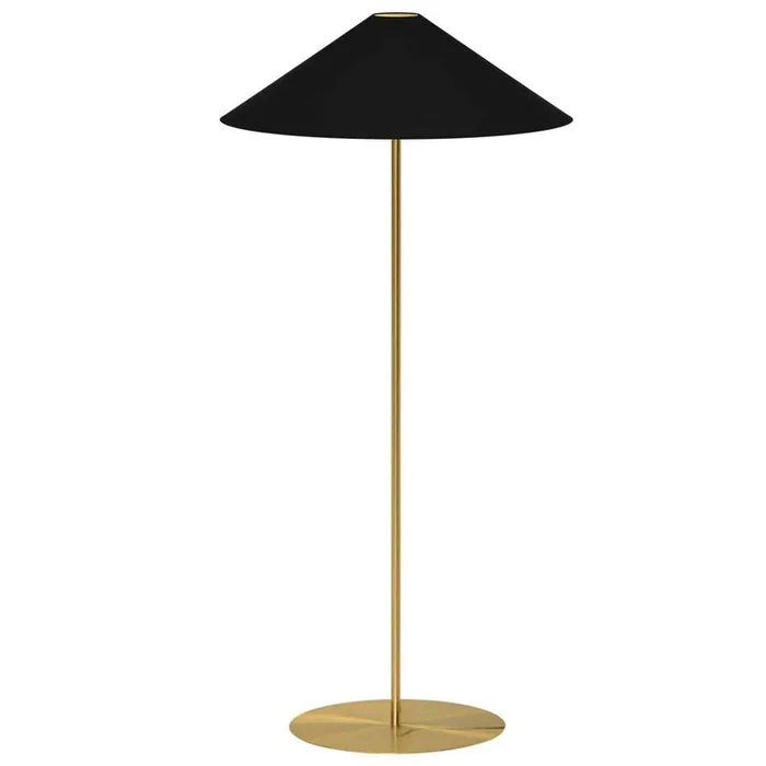 Dainolite Maine 1 Light Floor Lamp Aged Brass Black/Gold Tapered Shade|Lampe pied Maine de Dainolite avec abat-jour effil noir et dor, fini laiton vieilli et 1ampoule