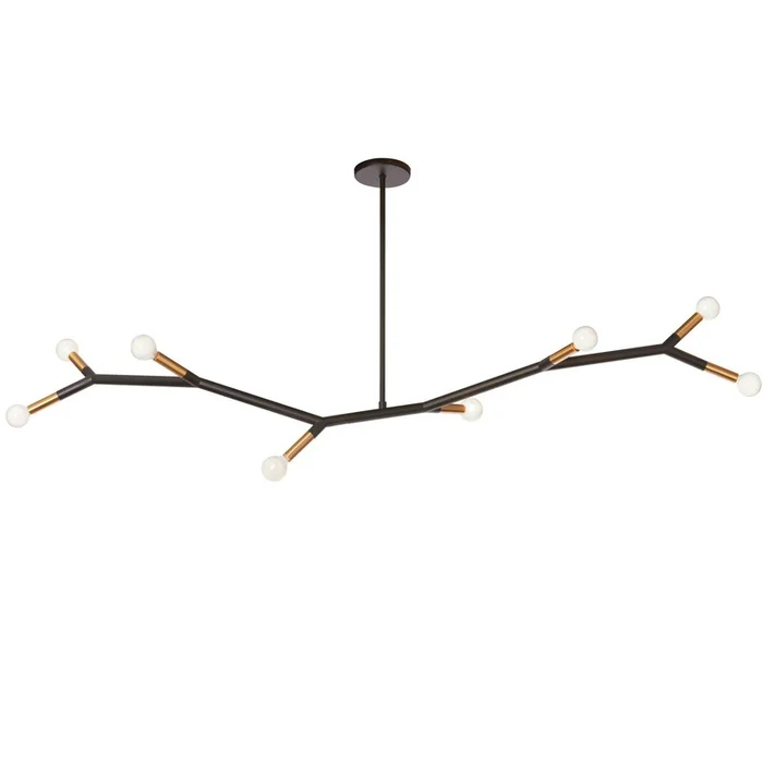 Dainolite Morgan 8 Light Horizontal Pendant Matte Black/aged Brass Finish Lamp|Luminaire suspendu horizontal Morgan de Dainolite avec fini noir mat et laiton vieilli et 8ampoules