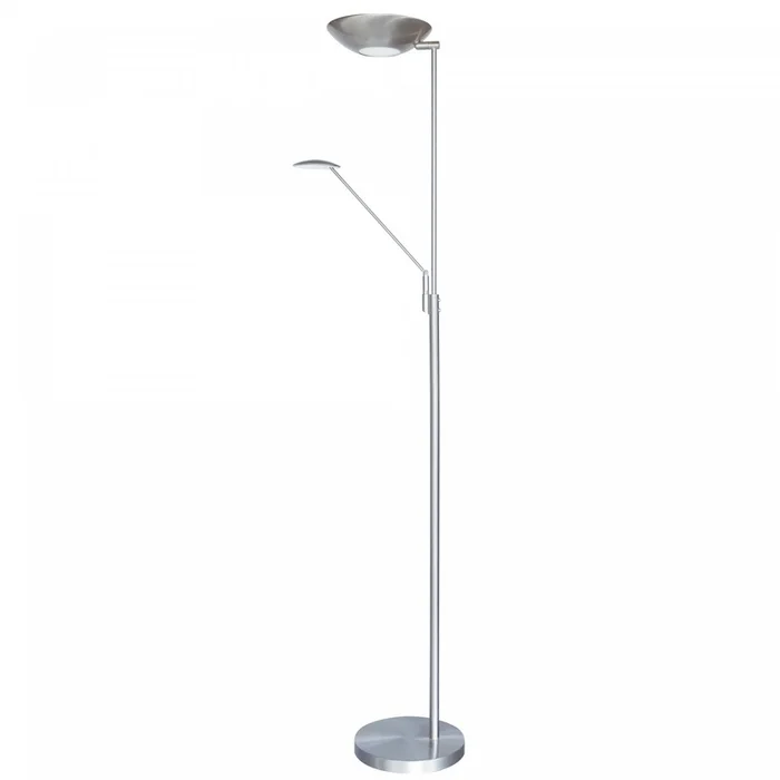 Dainolite Mother & Son LED Floor Lamp Satin Chrome/Polished Chrome Finish|Lampe pied Mother&Son de Dainolite avec fini chrom satin et poli et ampoule DEL
