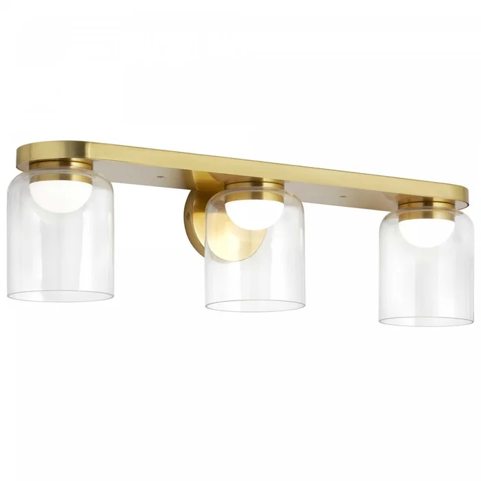 Dainolite Nadine LED Vanity 30w Aged Brass Clear Glass Lamp|Lumire de coiffeuse Nadine de Dainolite en verre transparent, avec fini laiton vieilli et ampoule DEL de 30W