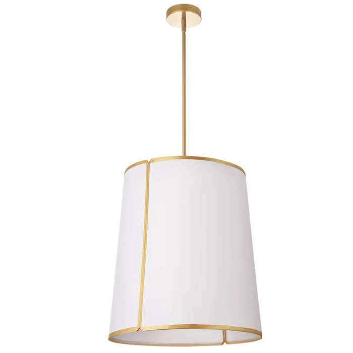 Dainolite Notched Drum 3 Light Notched Pendant Gold Finish White Shade/Diffuser Lamp|Luminaire suspendu de Dainolite avec abat-jour cylindrique blanc encoches qui diffuse la lumire, fini dor et 3ampoules