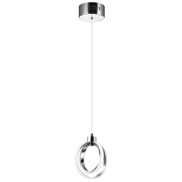 Dainolite Parson LED Pendant 14w Polished Chrome Finish White Silicone Diffuser Lamp|Luminaire suspendu Parson de Dainolite en silicone blanc qui diffuse la lumire, avec fini chrom poli et ampoule DEL de 14W