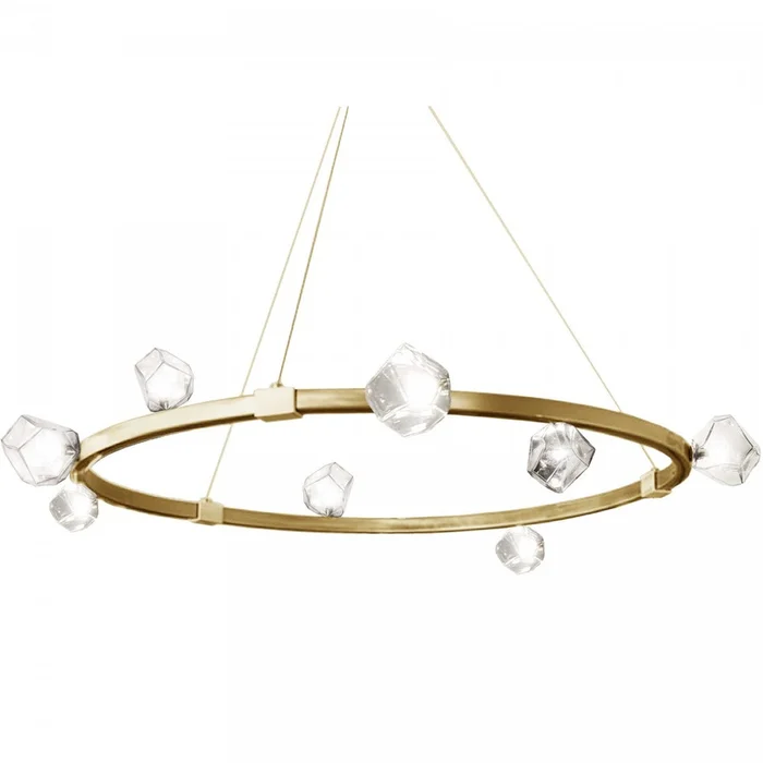 Dainolite Pearlene 12 Light Chandelier Aged Brass Clear Glass Lamp|Lustre Comet de Pearlene en verre transparent, avec fini laiton vieilli et 12ampoules