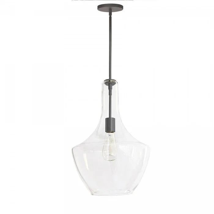 Dainolite Petalite 1 Light Pendant Large Matte Black Clear Glass Lamp|Grand luminaire suspendu Petalite de Dainolite en verre transparent, avec fini noir mat et 1ampoule