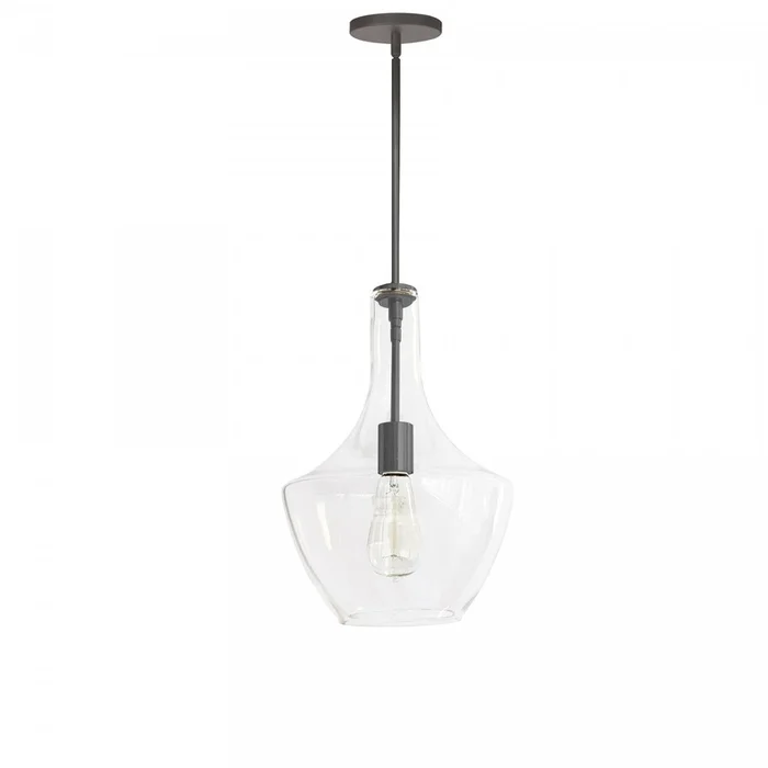 Dainolite Petalite 1 Light Pendant Small Matte Black Clear Glass Lamp|Petit luminaire suspendu Petalite de Dainolite en verre transparent, avec fini noir mat et 1ampoule