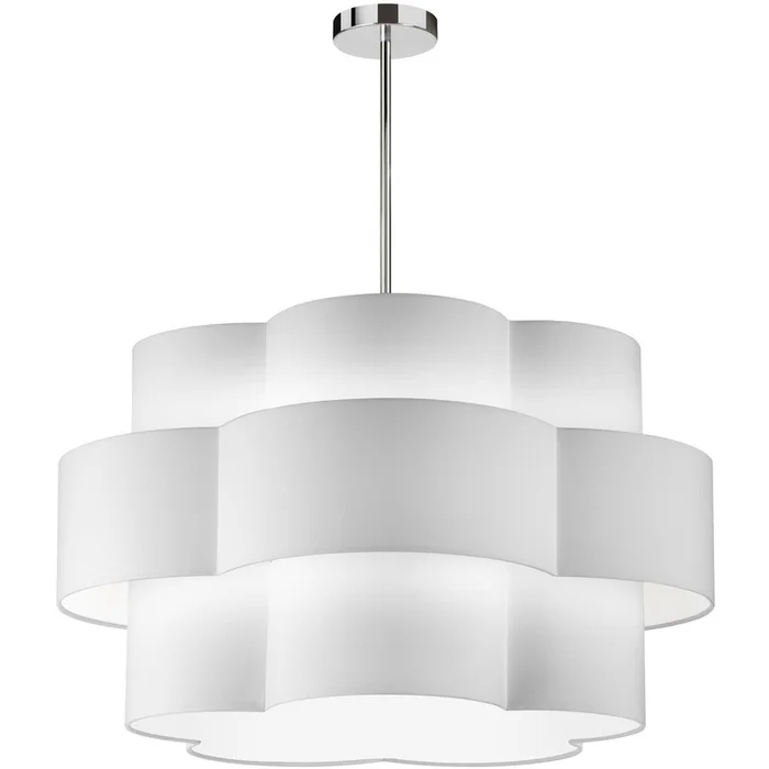 Dainolite Phlox 4 Light Chandelier Polished Chrome White Shade Lamp|Lustre Phlox de Dainolite avec abat-jour blanc, fini chrom poli et 4ampoules