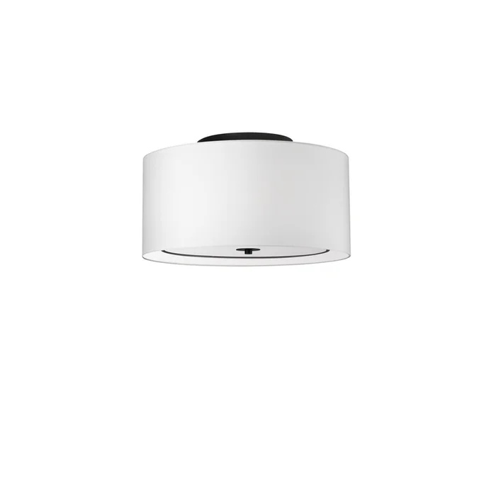 Dainolite Porscha 3 Light Flush Mount Matte Black White Shade Lamp|Plafonnier affleur Porscha de Dainolite avec abat-jour blanc, fini noir mat et 3ampoules