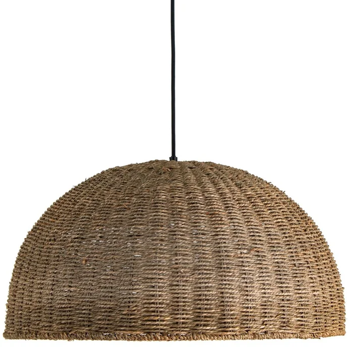 Dainolite Pourel 3 Light Pendant Large Matte Black Finish Natural Shade Lamp|Grand luminaire suspendu Pourel de Dainolite avec abat-jour naturel, fini noir mat et 3ampoules