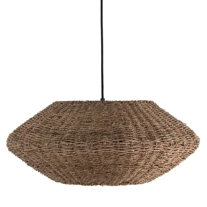 Dainolite Pourel 3 Light Pendant Small Matte Black Finish Natural Shade Lamp|Petit luminaire suspendu Pourel de Dainolite avec abat-jour naturel, fini noir mat et 3ampoules