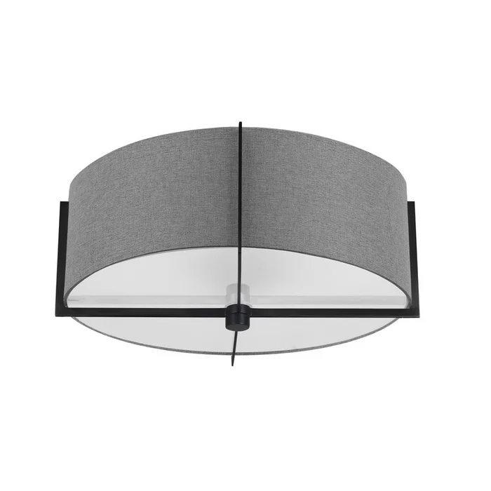 Dainolite Preston 3 Light Semi-flush Mount Matte Black Grey Shade Lamp|Plafonnier semi-affleur Preston de Dainolite avec abat-jour gris, fini noir mat et 3ampoules