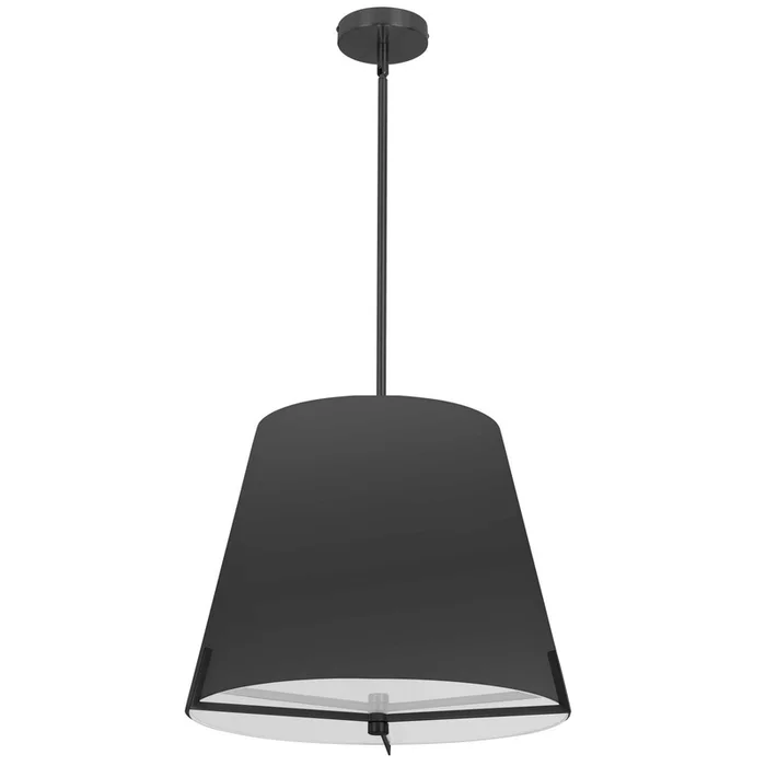 Dainolite Preston 4 Light Pendant 19 Dia Matte Black Black Fabric Shade Lamp|Luminaire suspendu Preston de Dainolite de 19po de diamtre avec abat-jour en tissu noir, fini noir mat et 4ampoules