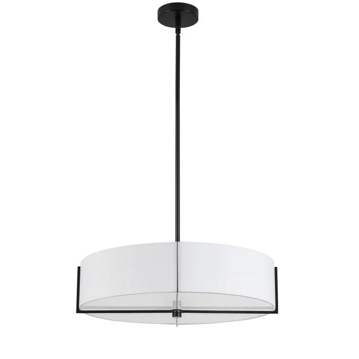 Dainolite Preston 4 Light Pendant 21 Dia Matte Black White Shade Lamp|Luminaire suspendu Preston de Dainolite de 21po de diamtre avec abat-jour blanc, fini noir mat et 4ampoules