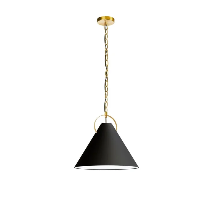 Dainolite Princeton 1 Light Pendant 16 Dia Aged Brass Finish Black Shade Lamp|Luminaire suspendu Princeton de Dainolite de 16po de diamtre avec abat-jour noir, fini laiton vieilli et 1ampoule
