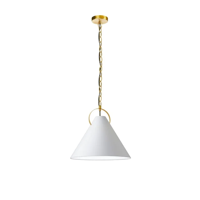 Dainolite Princeton 1 Light Pendant 16 Dia Aged Brass Finish White Shade Lamp|Luminaire suspendu Princeton de Dainolite de 16po de diamtre avec abat-jour blanc, fini laiton vieilli et 1ampoule