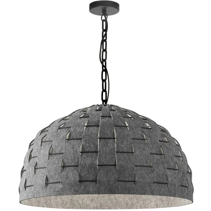 Dainolite Priscilla 1 Light Pendant Matte Black Grey Felt Shade Lamp|Luminaire suspendu Priscilla de Dainolite avec abat-jour en feutre gris, fini noir mat et 1ampoule