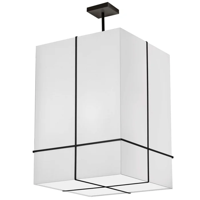 Dainolite Raquel 4 Light Incandescent Pendant Matte Black White Shade Lamp|Luminaire suspendu Raquel de Dainolite avec abat-jour blanc, fini noir mat et 4ampoules incandescentes