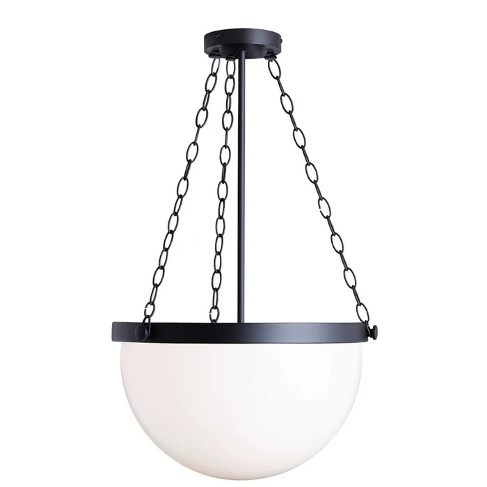 Dainolite Rhonda 1 Light Incandescent Pendant Matte Black White Glass Lamp|Luminaire suspendu Rhonda de Dainolite en verre blanc, avec fini noir mat et 1ampoule incandescente