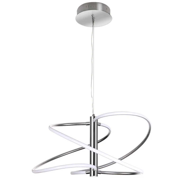 Dainolite Romy LED Pendant 36w Polished Chrome White Silicone Diffuser Lamp|Luminaire suspendu Romy de Dainolite en silicone blanc qui diffuse la lumire, avec fini chrom poli et ampoule DEL de 36W
