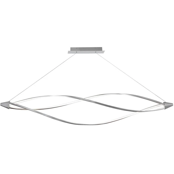 Dainolite Selene LED Horizontal Pendant 37w Large Satin Chrome Finish Lamp|Grand luminaire suspendu horizontal Selene de Dainolite avec fini chrom satin et ampoule DEL de 37W