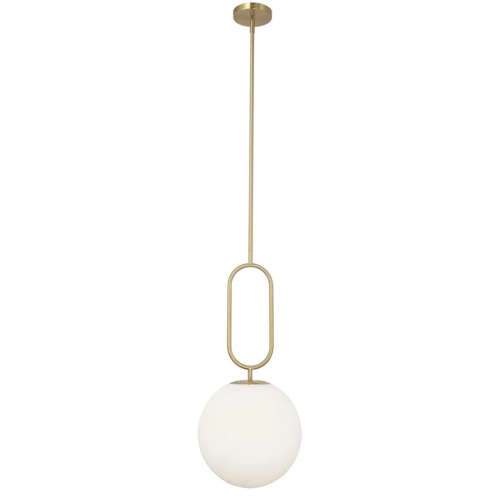 Dainolite Simone 1 Light Pendant Aged Brass White Opal Glass Lamp|Luminaire suspendu Simone de Dainolite en verre blanc opale, avec laiton vieilli et 1ampoule