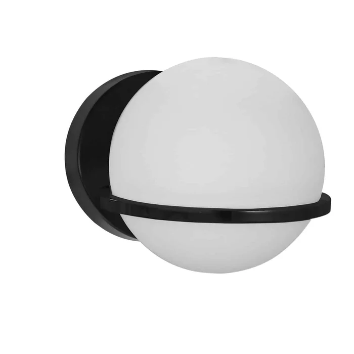 Dainolite Sofia 1 Light Wall Sconce Matte Black White Opal Glass Lamp|Applique murale Sofia de Dainolite en verre blanc opale, avec fini noir mat et 1ampoule