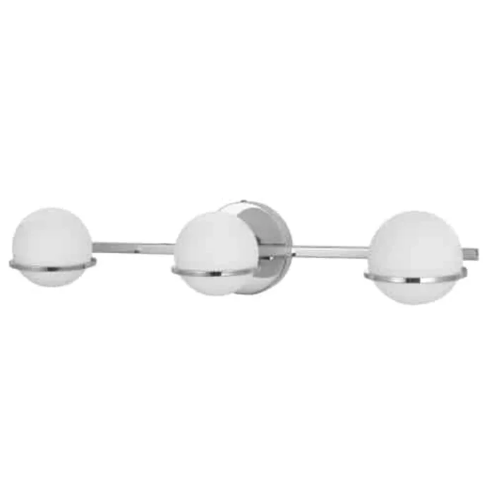 Dainolite Sofia 3 Light Vanity Light Polished Chrome Finish White Glass Lamp|Lumire de coiffeuse Sofia de Dainolite en verre blanc, avec fini chrom poli et 3ampoules