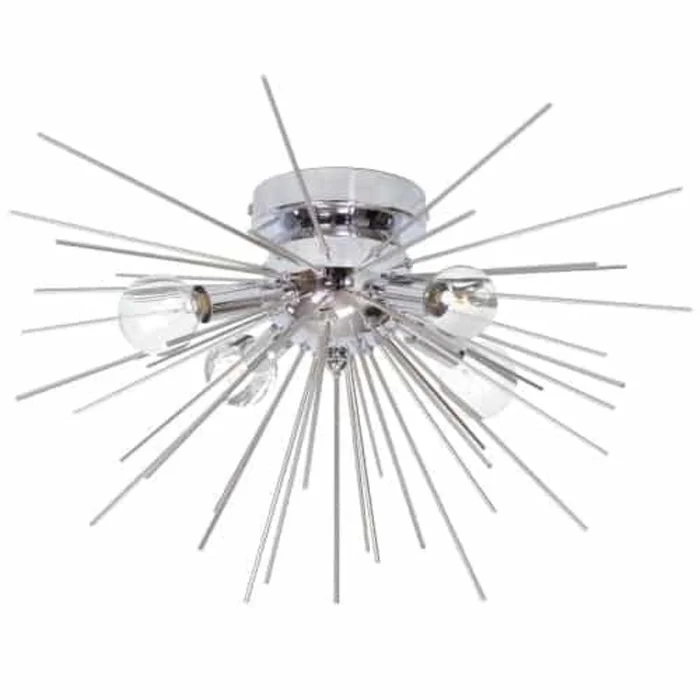 Dainolite Vega 4 Light Flush Mount Silver/Polished Chrome Finish Lamp|Plafonnier affleur Vega de Dainolite avec fini argent et chrom poli, et 4ampoules