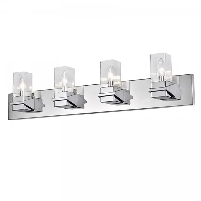 Dainolite Veronica 4 Light Vanity Light Polished Chrome Clear Glass Lamp|Lumire de coiffeuse Veronica de Dainolite en verre transparent, fini chrom poli et 4ampoules