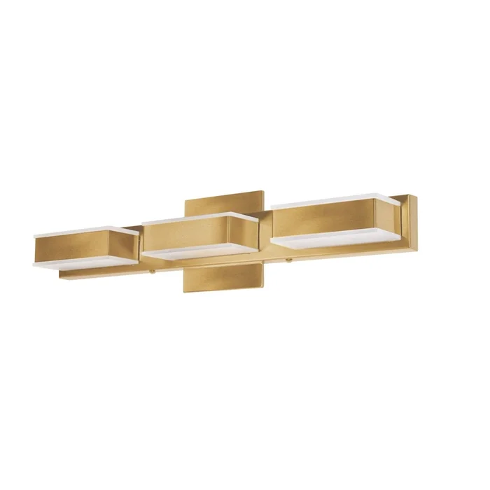 Dainolite Viola 3 Light LED Wall Vanity Light Aged Brass Finish Lamp|Lumire de coiffeuse murale Viola de Dainolite avec fini laiton vieilli et 3ampoules DEL