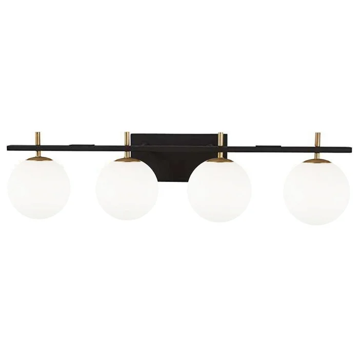 Dainolite Vivaldi 4 Light Vanity Light Matte Black/Aged Brass Lamp|Lumire de coiffeuse Vivaldi de Dainolite avec fini noir mat et laiton vieilli, et 4ampoules