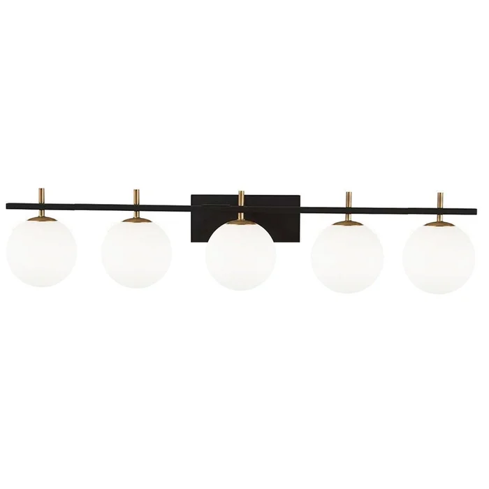 Dainolite Vivaldi 5 Light Vanity Light Matte Black/Aged Brass Lamp|Lumire de coiffeuse Vivaldi de Dainolite avec fini noir mat et laiton vieilli, et 5ampoules