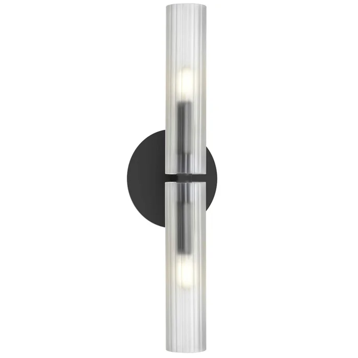 Dainolite Wand 2 Light Wall Sconce Matte Black Frosted Glass Lamp|Applique murale Wand de Dainolite en verre givr, avec fini noir mat et 2ampoules