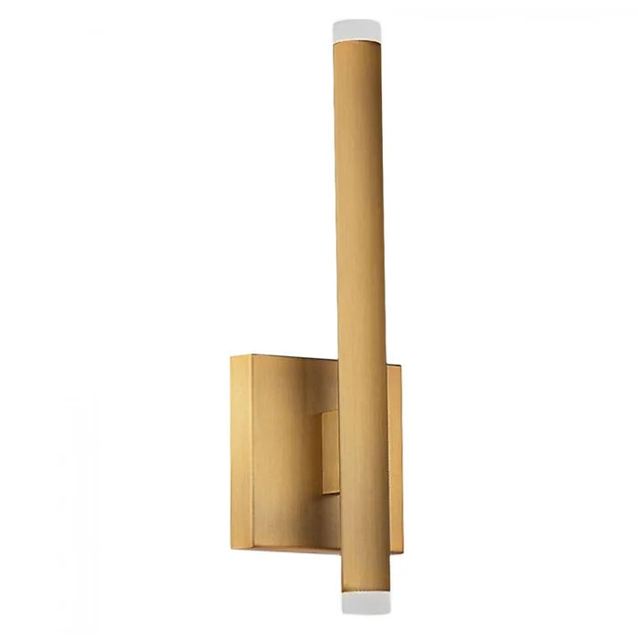 Dainolite Wilson Wall Sconce 10w LED Aged Brass Frosted Acrylic Diffuser Lamp|Applique murale Wilson de Dainolite en acrylique givr qui diffuse la lumire, avec fini laiton vieilli et ampoule DEL de 10W