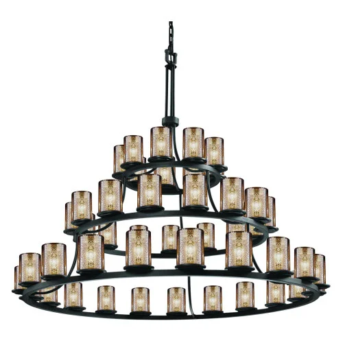 Dakota 45-Light 3-Tier Ring LED Chandelier (254|FSN-8714-10-MROR-MBLK-LED45-31500)