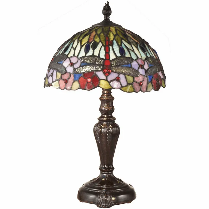 Dale Tiffany TT19046 Dragonfly Bounty Tiffany Fieldstone Side Table Lamp