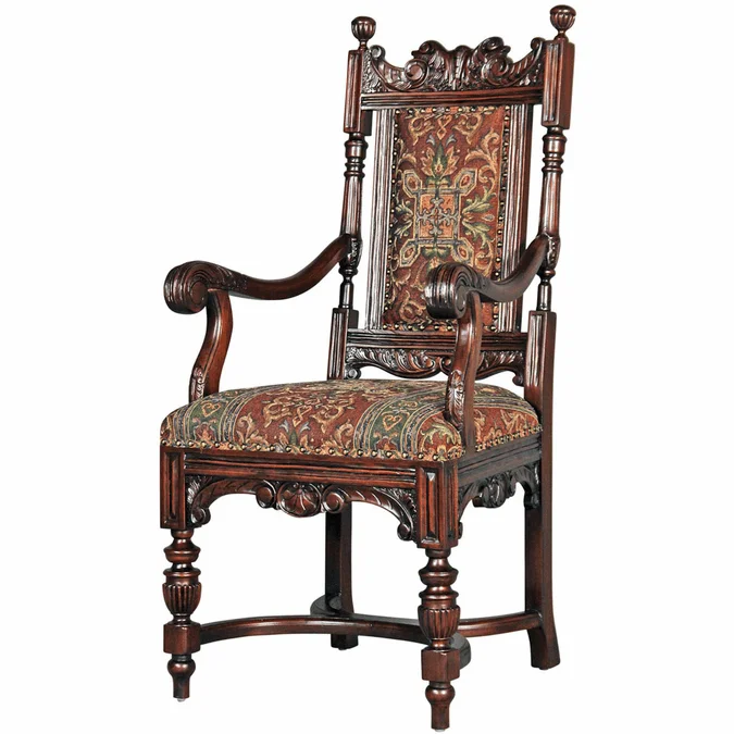 Design Toscano AF51313 Grand Classic Edwardian Traditional Walnut Armchair