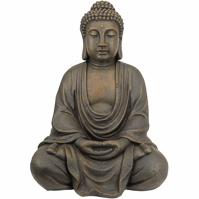 Design Toscano AL1614 Medium Buddha of the Grand Temple Traditional Gothic Stone Medium Basalt Statue