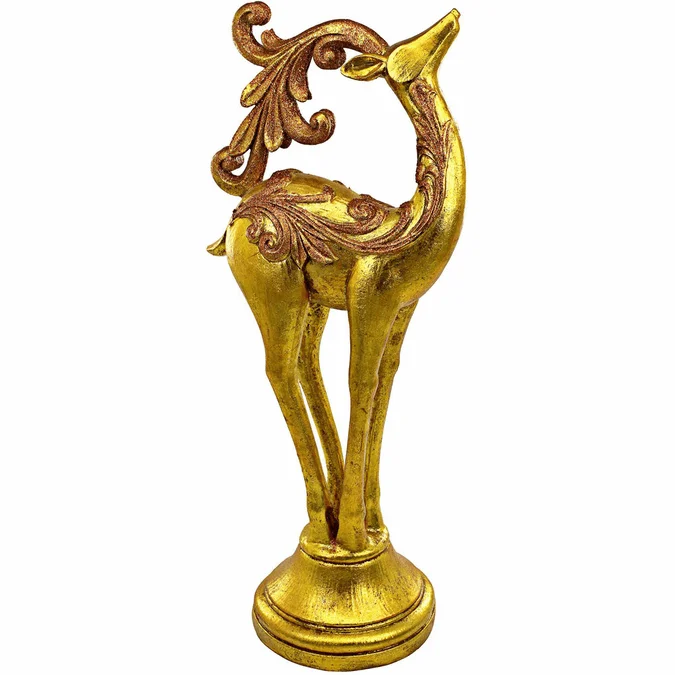 Design Toscano AL21005 Santas Romping Reindeer Traditional Gold Christmas Statue