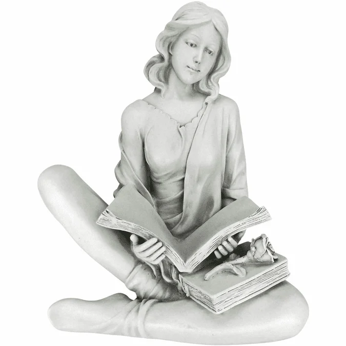 Design Toscano EU9357 Reflection Reader Garden Girl Traditional Antique Stone Statue