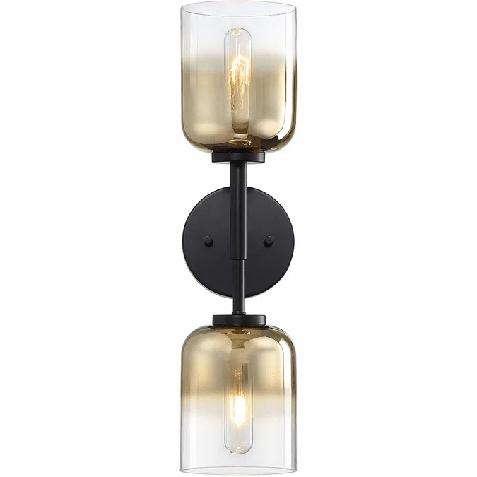 Designers Fountain D306M-2WS-MB Gatsby Contemporary Matte Black Wall Sconce Light