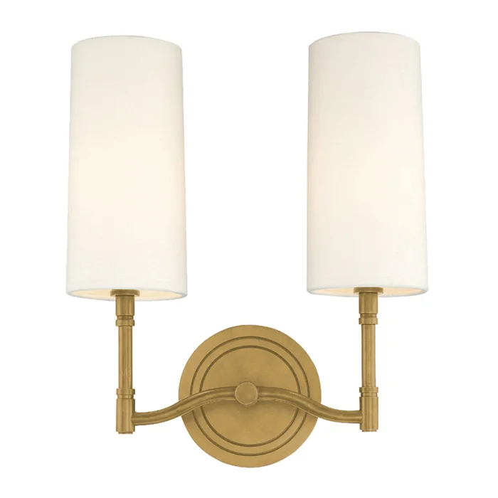 Dillon 2-Light Wall Sconce in Aged Brass 11.75L x 11.75W x 13.5H