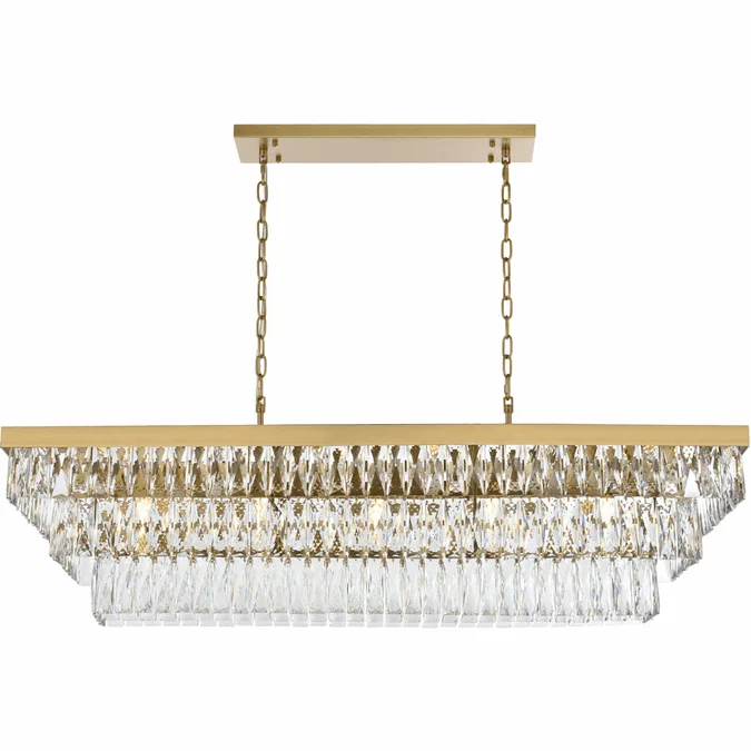Elegant 1060G48SG Josephine Satin Gold 48″ Kitchen Island Light Fixture