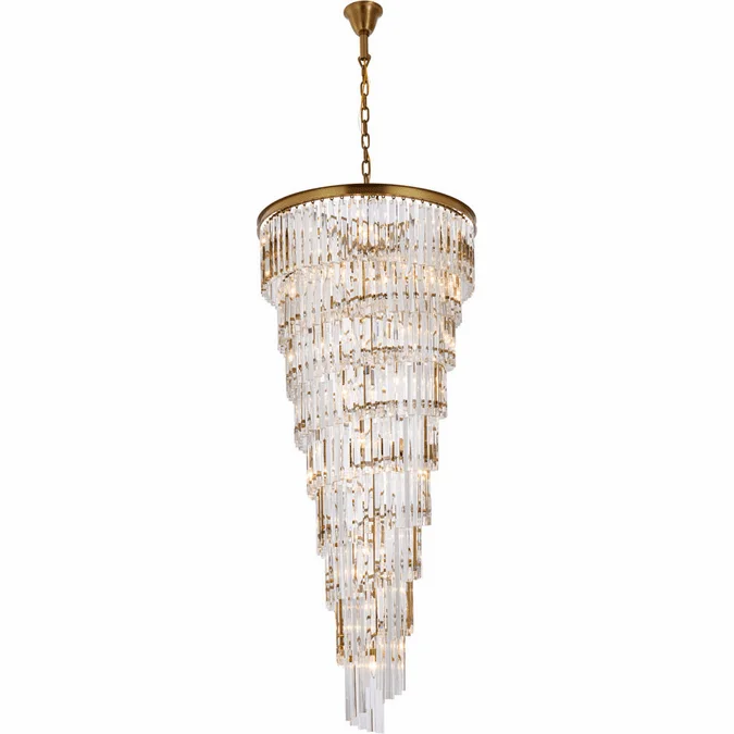 Elegant 1201SR30SG/RC Sydney Satin Gold 30″ Drop Ceiling Light Fixture